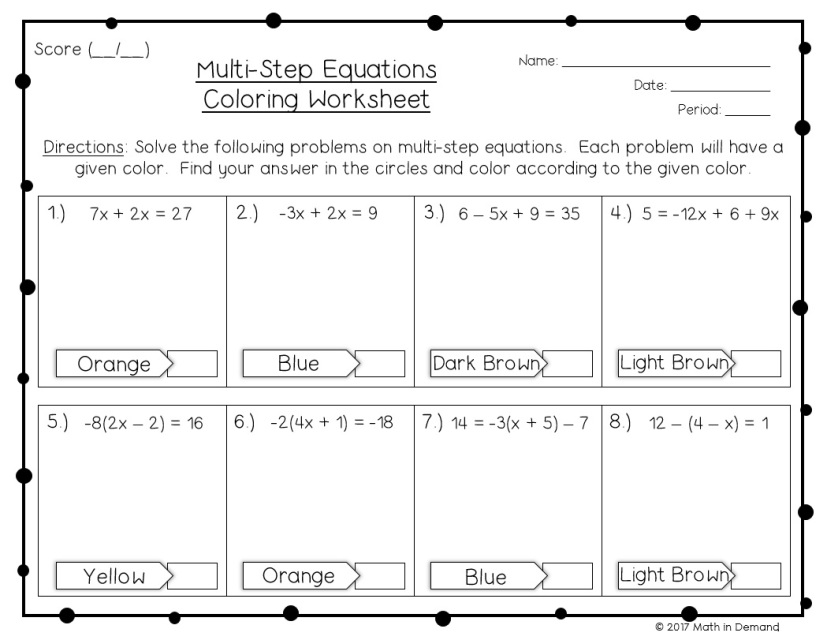 multi-step-equations-coloring-worksheet